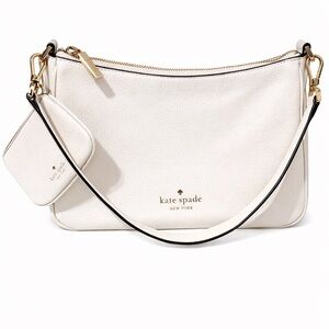 Kate Spade White Pebbled Leather Shoulder Bag with Coin Pouch